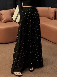 Elegant Black High Waist Draped A-Line Mini Skirt for Women Stylish Design Korean Style Commute Summer Thin Model Fisru