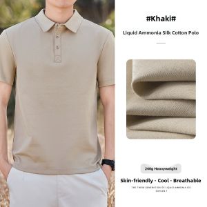 PERDONTOO | Cool and Breathable Liquid Ammonia Mercerized Cotton Polo Shirt Short Sleeve
