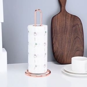 Kitchen Roll Paper Towel Holder Stainless Steel Paper Towel Metal Stand Dining Table Vertical Napkins Rack Kitchen Bathroom Tissue Stand