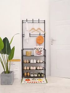 LODER 4 Tiers Hat Clothes bags Hanger Shoes Rack/Rak Pakaian/Besi Rak Baju/Rak Handbag/Bag Rack/Rak Kasut Besi