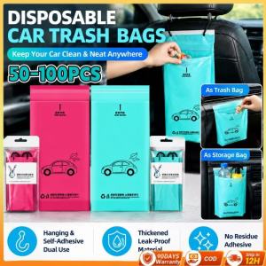 KEBIDU Portable Auto Garbage Can 50 Pcs PE Material Hanging Trash Bag For Car Travel Camping Picnic Wet And Dry Waste Storage Organizer With Hooks