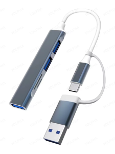 8in1 USB Hub Docking Station with SD TF Card Reader 5 USB Ports Audio Jack TypeC OTG Adapter for iPhone15 PC iPad Laptop MacBook