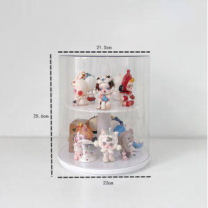 Transparent Rotating Display Case Toy Storage Box Figure Showcase Bubble Mat Toy Organizer Clear Plastic Showcase for Home