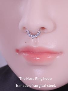 Zircon Moon Crown Heart Piercing Nose Ring for Men Women Vintage Punk Twist Nose Hoop Spiral Nose Ring Earrings Jewelry