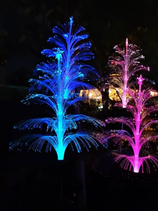 AIMO Solar Christmas Decorations Trees Lights Outdoor Waterproof Solar Christmas Tree Jellyfish Lights 5 Layer Optical Fiber 7 Color Changing for Pathway Lawn Patio Outside Decorative