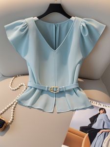 GOUWU | Elegant V-Neck Chiffon Blouse