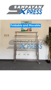 FlexiDry™ Adjustable Stainless Steel 3 Pole Portable Laundry Drying Rack with Wheels and Adjustable Height - Space-Saving Floor Stand