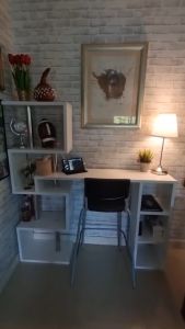 Hom heart โต๊ะบาร์หมุนได้ 180 องศาห้องนั่งเล่นมุมบ้าน เคาน์เตอร์บาร์ โต๊ะหมุนพาร์ทิชันที่ทันสมัยเรียบง่าย สีขาวบอร์ดอนุภาค 2.5 ซม.