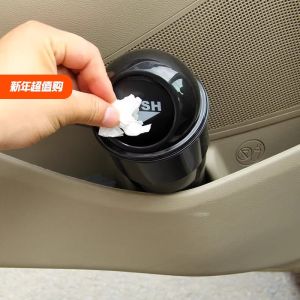 BMW Mini Smart Creative Car Trash Can with Lid Rear Seat Side Door Cover Universal round Barrel Shaped PP ABS Household Cleaning Tool