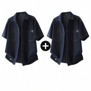 FINGERCROXX | Mens Loose Casual Denim Short Sleeve Shirt