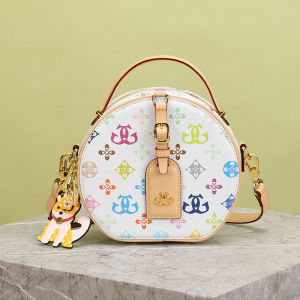 Elegant round Handbag Womens Crossbody Bag Luxury Feel Small Leather Bag Sweet Cool Style Daily Use Soft Handle Zipper Closure