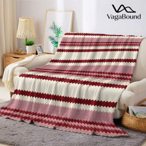 BILIBILI | Red Pink Chevron Stripe Flannel Blanket Warm Soft Halloween Christmas Decorative Couch Warm Cozy All-Season Gift