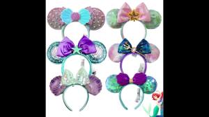 Disney | Disney Nàng Tiên Cá Vỏ Nơ Băng Đô Quấn Tóc Mickey Minnie Tai Chuột Dành Cho Bé Gái Người Lớn Cotton Hỗn Hợp Tiệc Lễ Hội Du Lịch Tự Làm Phụ Kiện Tóc