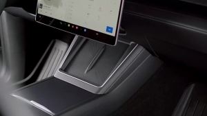 For New Tesla Model Y Juniper 2025 LHD Under-Screen Hidden Storage Box Center Console Organizer Tray Wireless Charging Pad Mat