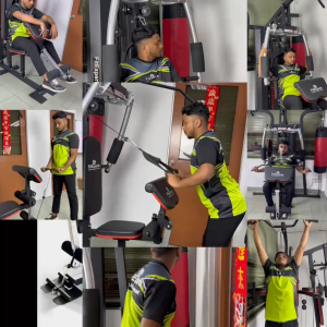 Upgraded SellinCost Heavy Duty 3 Way Multifunction Home Gym Station Gym Equipment Set With Preacher Pad 75kg Weight Stack Lat Pull Multi functional Fitness Workout Press Machine Alat Gym di Rumah HG3010