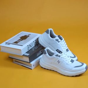 LUCAS WHITE GREY | ManNeedMe x NAZ | Sepatu Sneakers Pria Casual Shoes JAHIT SOL PREMIUM