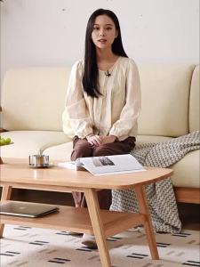 YUANSHI YUANSU | Solid Wood Double Layer Tea Table