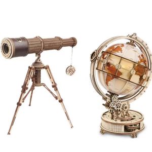 Handmade 3D Wooden Earth Globe Model Retro Night Lamp Puzzle Toy Assembly Model Educational Toys for Children And Adults