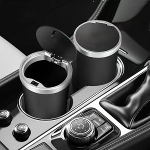 Compact Leakproof Mini Car Trash Can with Easy-Press Pop-Up Lid Durable Odor-Blocking Waterproof ABS Bin for Cup Holders Storage