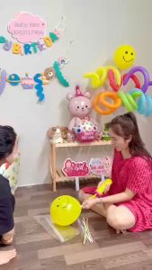 Dây chữ sinh nhật HAPPY BIRTHDAY dạ kèm dây dây stick hình trang trí sinh nhật nhà Baby bee