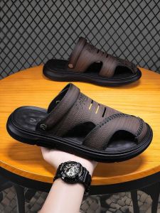 Camel Active Mens Sandals Summer New Casual Open-Toe Beach Shoes Lightweight Breathable Dad Shoes Comfortable Ultra-Leather