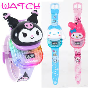 Sanrio Electronic Watch with Flashlight Kids Watch Kuromi Music Watch 3D Melody Cinnamoroll Girls Watches Gift for Kids