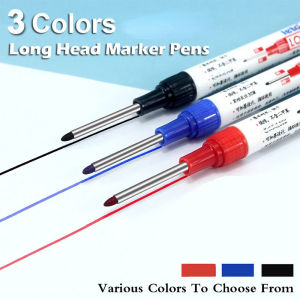 3PCS 20mm Deep Hole Extended Marking Pen Quick Drying Long Tip Marker Pen for Metal Perforating Waterproof Woodworking Marking Pen