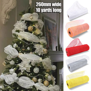 YESPERY 10 Yards Gold Bright Color Christmas Ribbon for Holiday Christmas Tree Decor Wreath Making Mesh Ribbon Accessories Sequin Surface