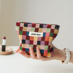 New Small Womens Cosmetic Bag Portable Plant Pattern Small Sanitary Napkin Storage Bag Commuter Coin Key Bag Portable Card Bag