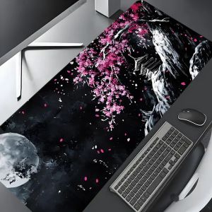 VIKAMA XXL Thảm Để Bàn Đậm Phương Đông Hoa Anh Đào Phong Cảnh Mềm Cao Su Chống Trơn Trượt Bàn Phím Chơi Game Miếng Lót Chuột Trang Trí Bàn Cho Người Lớn