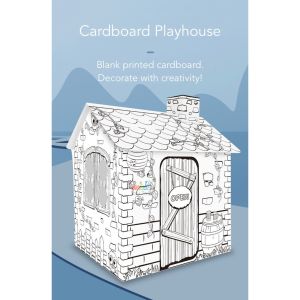 DIY Colouring Large Cardboard House [Up to 100cm- 6 Markers] Kids Painting Art & Craft Activity Drawing Foldable Doodle