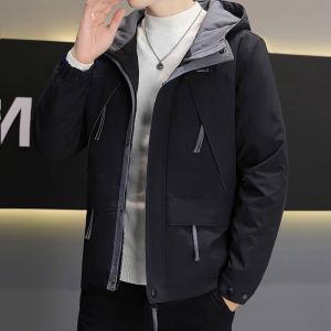 ROMON | Romon Mens Quilted Jacket Lightweight Down Vest Hooded Cold Proof Winter New Arrival Fashion Urban Style Thickened Zipper Closure