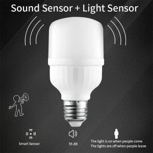 220V Sound Sensor LED Bulb E27 LED Lamp Auto On/Off Voice and Light Control LED Light Bulb Bombillas Lampada for Stairs Pathway