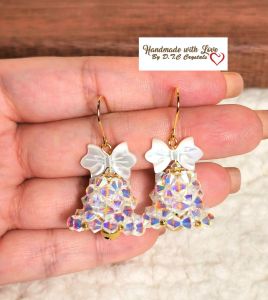 [D.T.C Crystals] Beaded Bells Earrings/ Key chains/Bag Charms/ Hp Strap with Swarovski Crystals and Sea-Shell Ribbon.