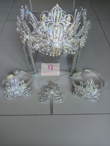 HAFIZAH Siger Ciki Trap Cabanlg 3 Mahkota Isi 5 atau 7 Mentul Aksesoris Rambut Pengantin Elegan & Mewah Bahan Kokoh Kuat