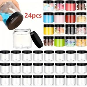 24pcs Clear 4oz Plastic Jars Multi-Purpose Containers for Lotions Creams Slime Cosmetics Beads Samples and Travel Storage