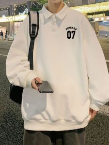 Hong Kong Style Polo Collar Sweatshirt: Men's Spring & Autumn 2024 New Arrival