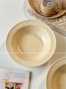 Retro Minimalist Ceramic Bowl for Yogurt Cereal Pasta French Style Fruit Salad Soup Plate Simple round Dish Nordic Style