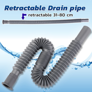 MaxPlus Drain Pipe Household Plastic Bathroom Flexible Anti-odor Tube Drainage Replacement Retractable