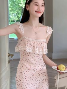 VKSOD | Elegant French Style Off-Shoulder Floral Print Maxi Dress Womens Summer Vacation Slimming High Waist Gown Sleeveless Gown