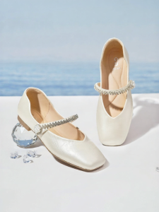 Josiny | Elegant French Vintage Pearl Decorative Mary Jane Shoes Flat Slip-Ons