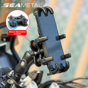 SEAMETAL Phone Holder Motorcycle Phone Holder Shock Absorber 360° Rotatable Adjustable Bicycle Phone Bracket Shockproof Support