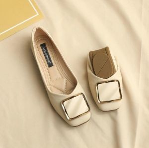 Giày Đơn Da Mềm Đế Thấp Mũi Tròn Đế Cao Gót Thường Ngày Cho Nữ Giày Làm Việc Giày Đơn Đế Mềm Giày Đế Bằng Giày Đế Xuồng
