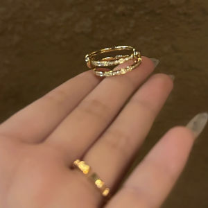 Fashionable Match-all Open Ring Korean Style Alloy Diamond Encrusted Heart Design Stackable Finger Ring for Women Jewelry