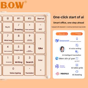 B.O.W | Foldable AI Keyboard Wireless Bluetooth for Laptops and Desktops Womens Office Quiet