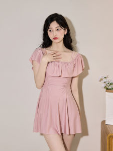 New plus Size One Piece Swimsuit Womens Conservative Slimming Belly Covering Hot Spring Bathing Suit Elegant Style Nylon Spandex