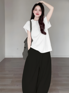 Elegant Slim Fit High Waist Wide Leg Black Pants Casual Summer New Arrival Womens Fashion Trousers Stylish Casual Leisure