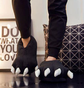 Dép Bông Bọc Gót Chân Gấu Chân Thú Vật Khủng Long Móng Hổ Bằng Lông Nhung Chống Trơn Trượt Giữ Ấm Ở Nhà Hoạt Hình Mùa Đông Cặp Đôi Nam Nữ