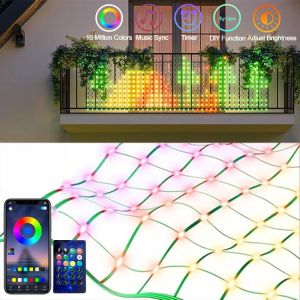 Đèn Lưới Ngoài Trời 328ft 400LED RGBIC DIY Thông Minh Với 64 Chế Độ Chống Nước IP65 Để Trang Trí Sân Vườn