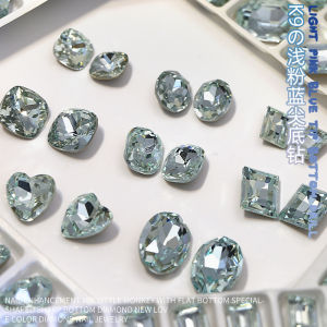 Frosted Light Pink Blue K9 Nail Drill Internet Famous New Square Sugar Pigeon Egg Sharp Bottom Large Drill Huazhi Nail Jewelry